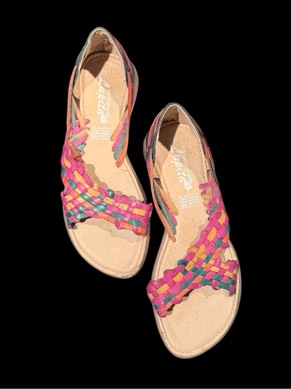 Artesanias Lupita Womens Size 6 Multicolor Woven Leather Strappy Sandals Casual